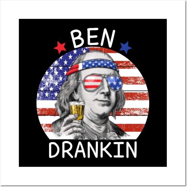 Ben Drankin 4th of July Vintage Wall Art by DragonTees